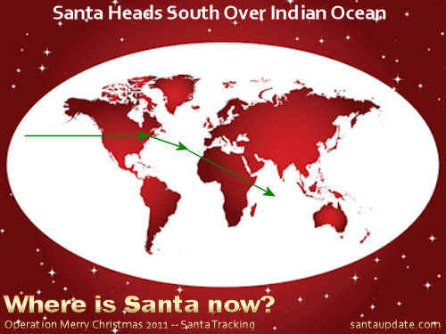 Santa Over the Indian Ocean as He Heads South 1